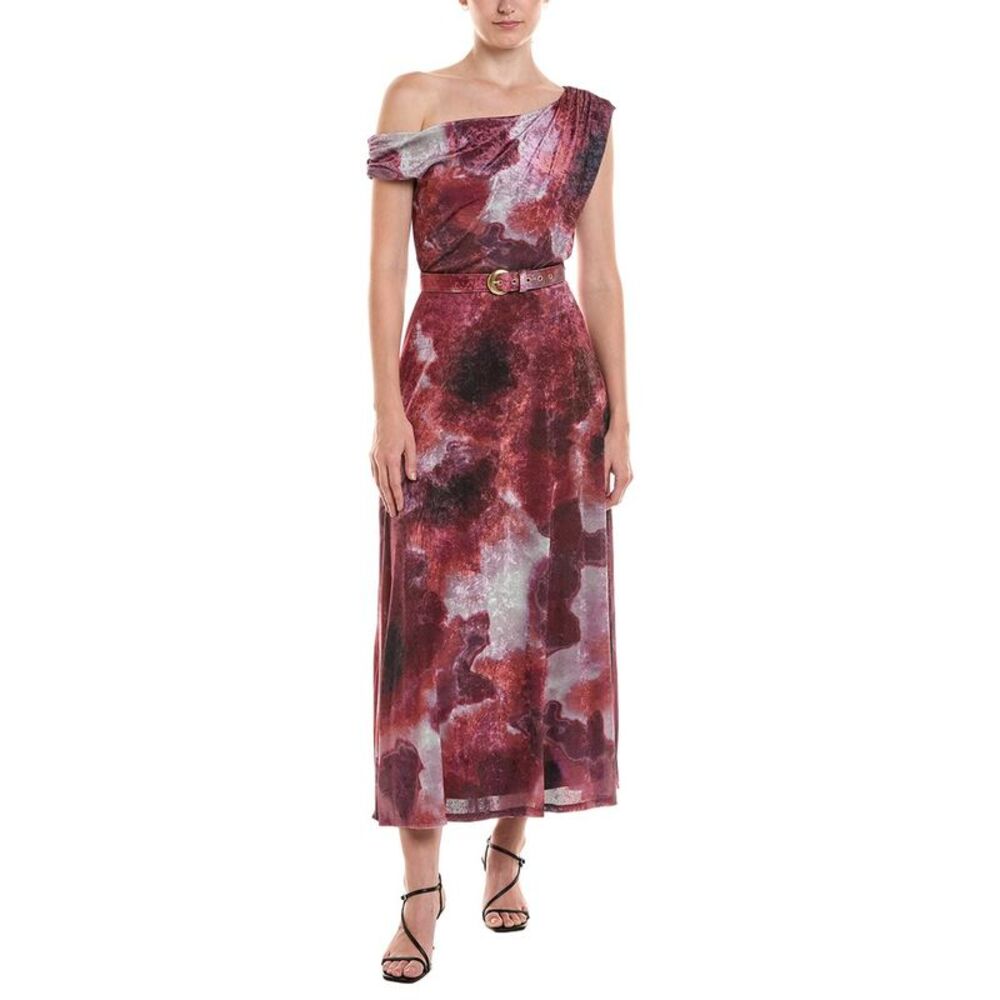 Taylor Womens One Shoulder Midi Dress, Red